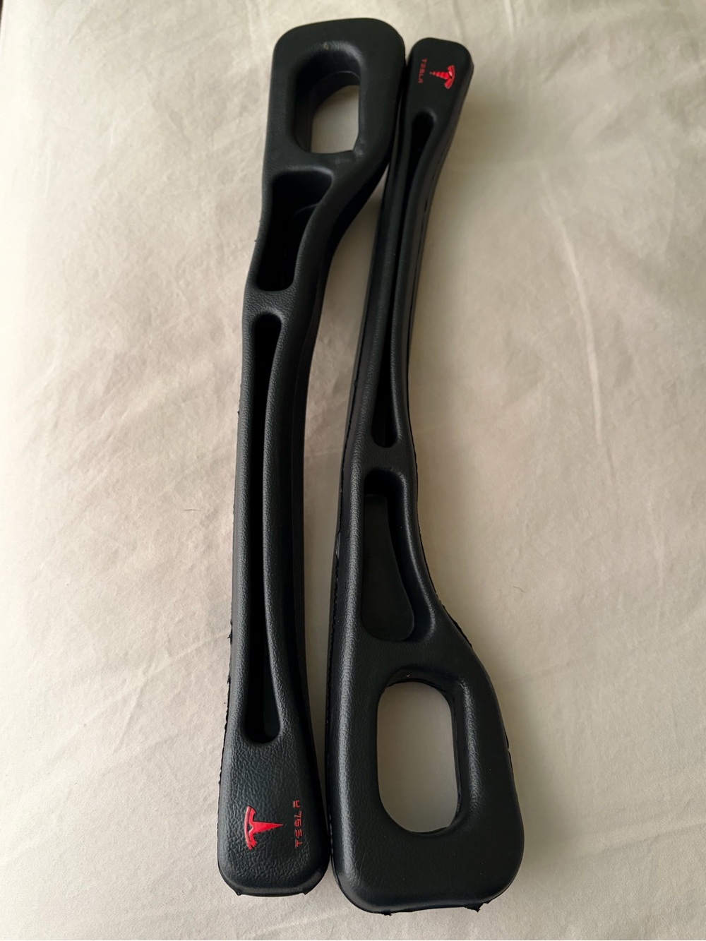 Tesla Black Shoulder Pad Pair with Red Logo Accents